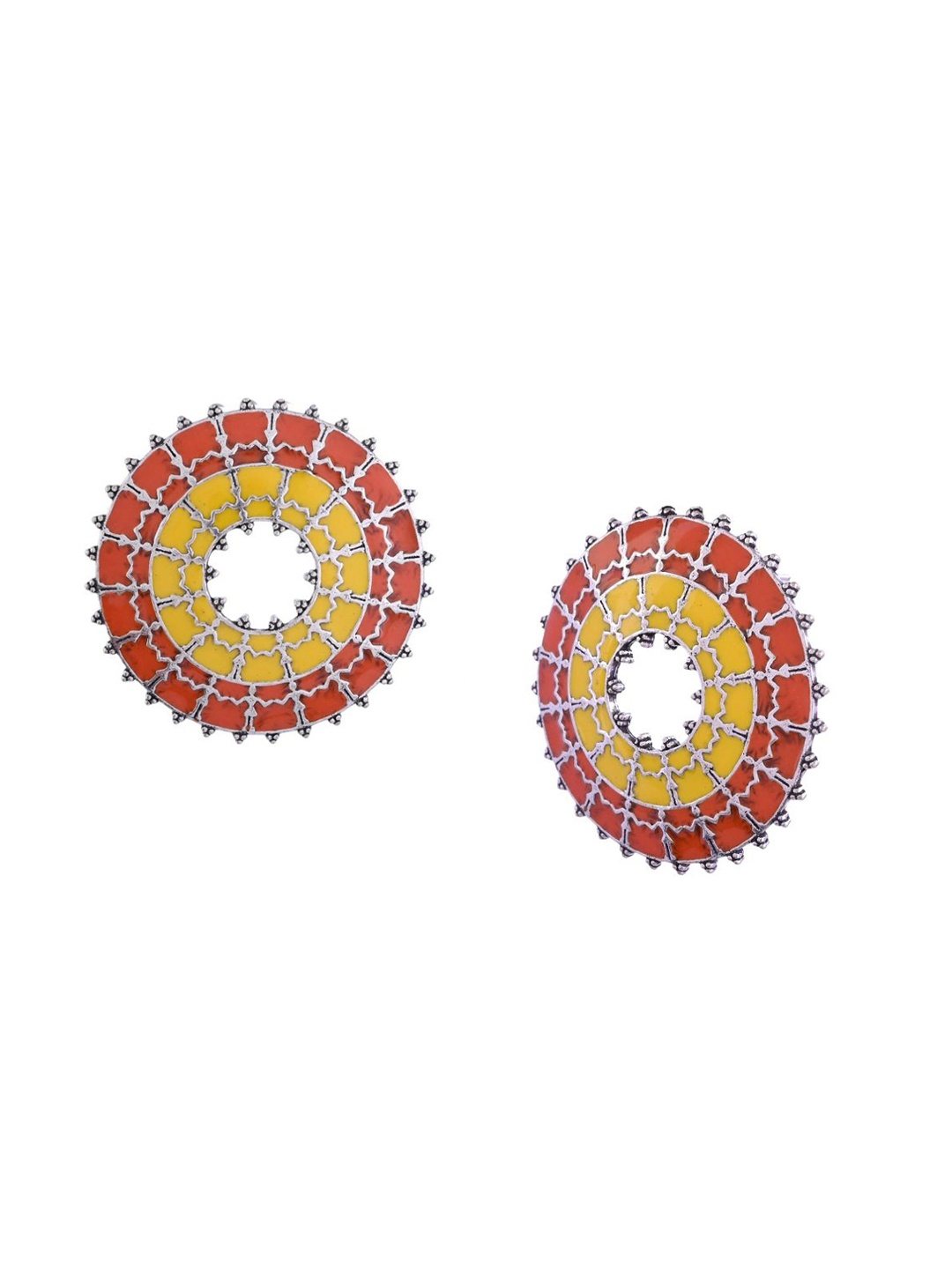 

Voylla Silver Plated Contemporary Oxidised Stud Earrings