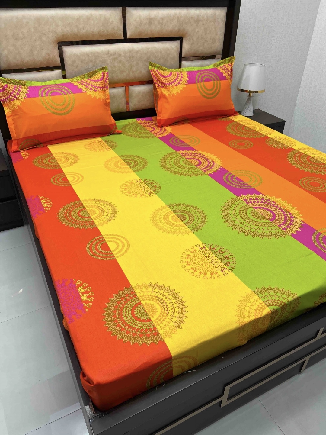 Pure Decor Passion Fur Green Printed Pure Cotton 230 TC Queen Bedsheet Set