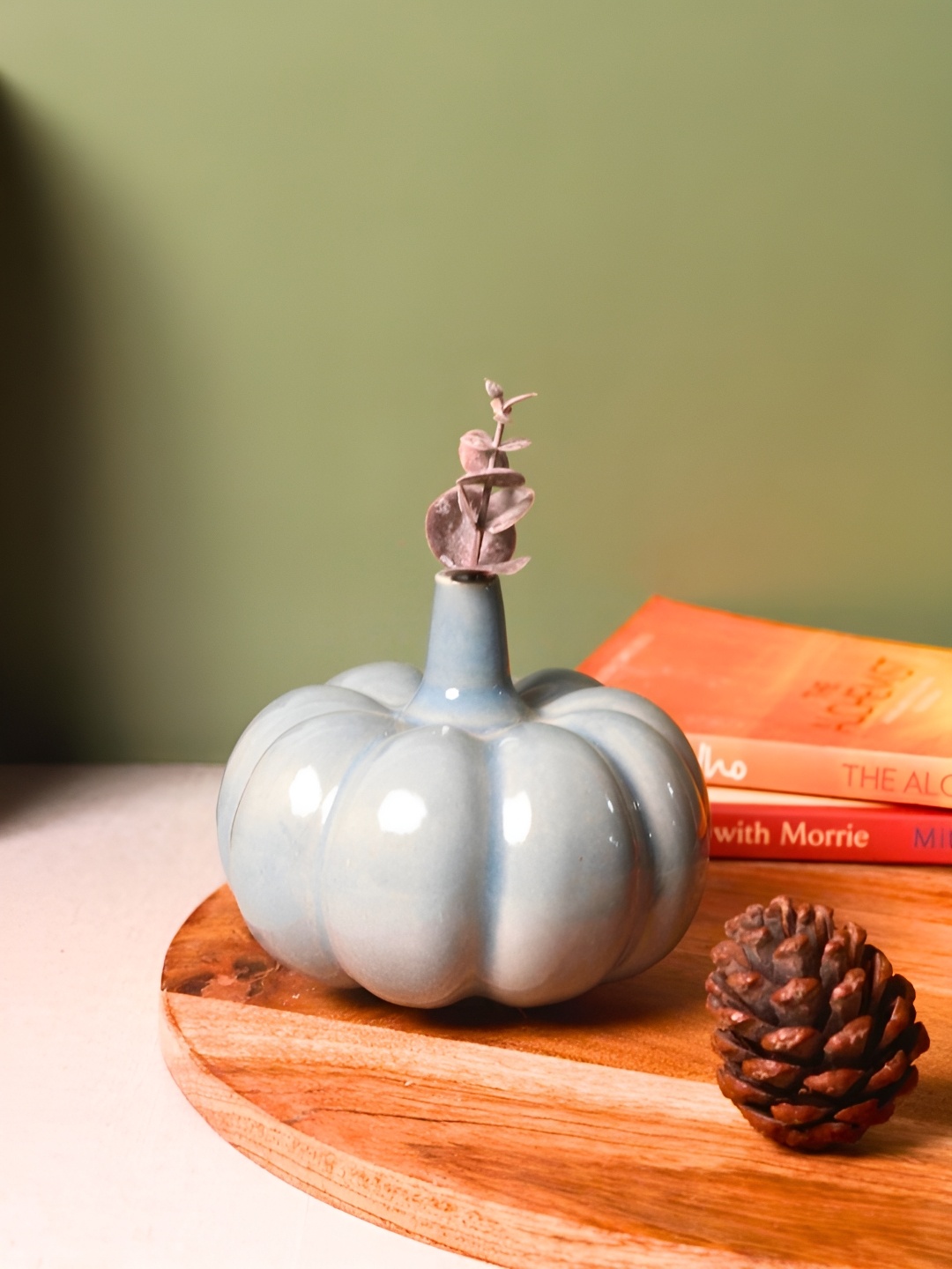 

WEAVING HOMES Grey Textured Ceramic Pumpkin Vase