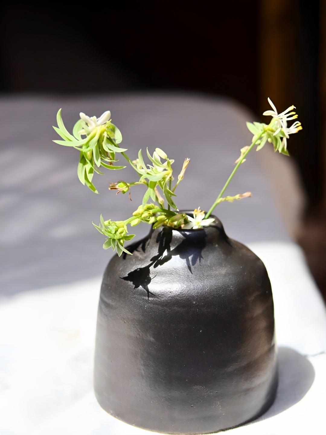 

WEAVING HOMES Black Ceramic Flower Vase