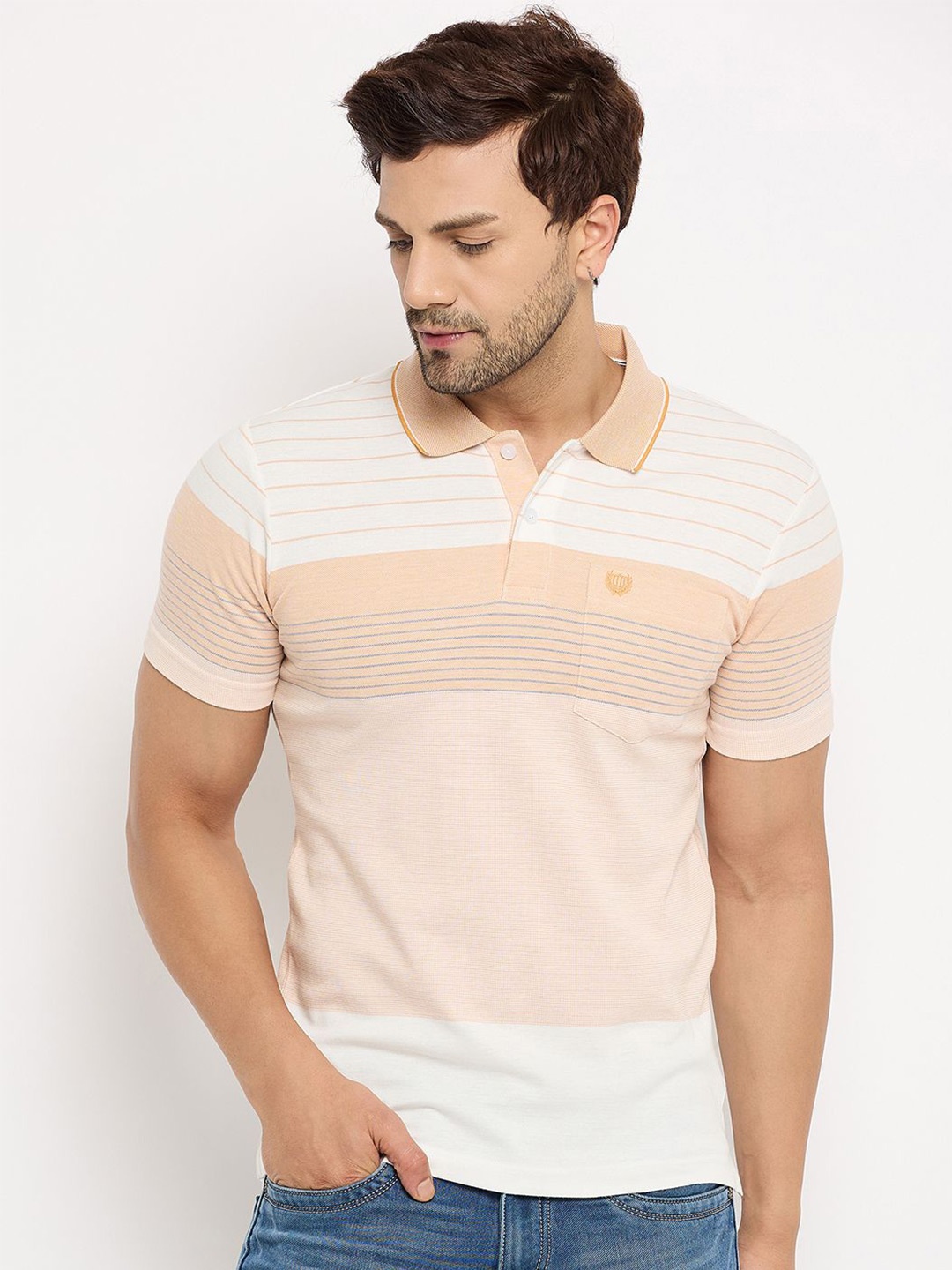 

Duke Men Striped Polo Collar T-shirt, Multi