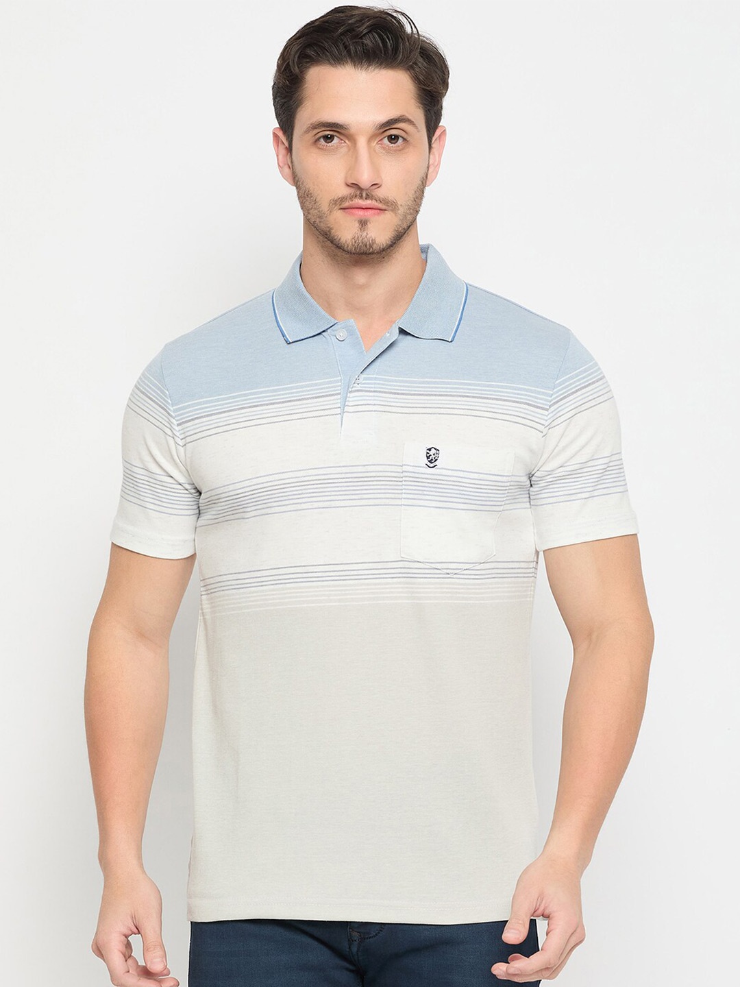 

Duke Men Striped Polo Collar Pockets T-shirt, Multi