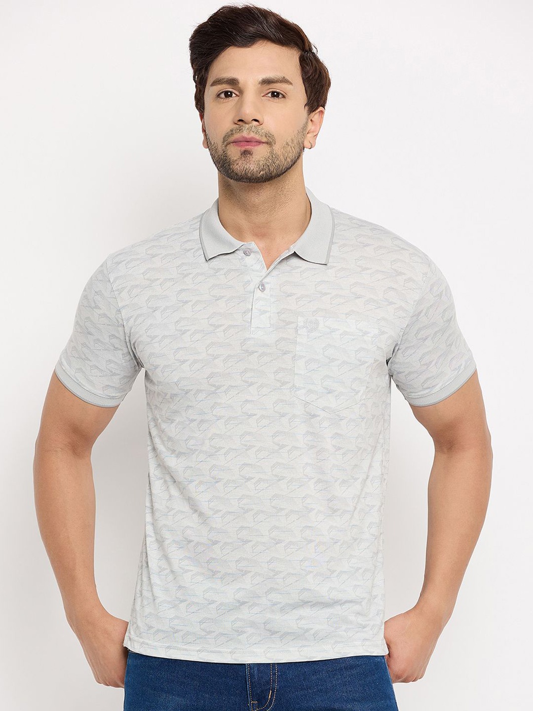 

Duke Men Self Design Polo Collar Pockets T-shirt, Grey
