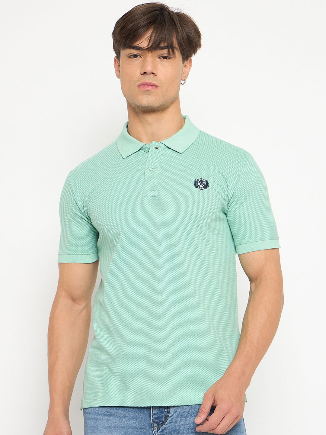 

Duke Men Solid Polo Collar T-shirt, Green