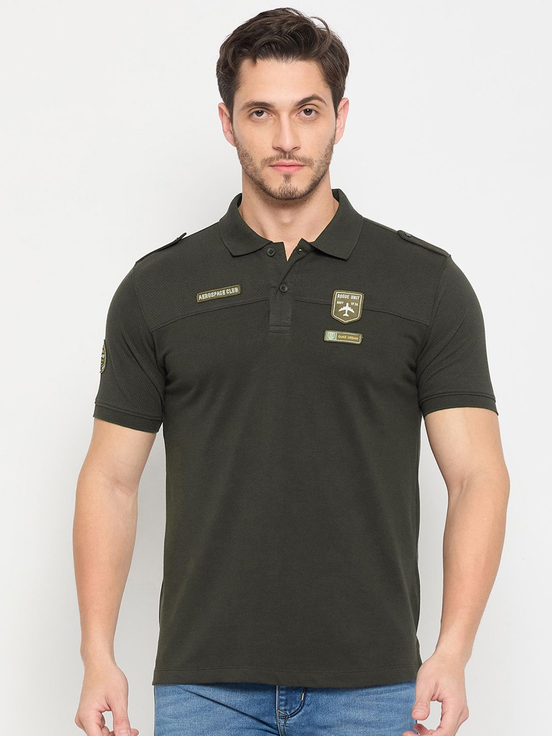 

Duke Men Solid Polo Collar T-shirt, Green