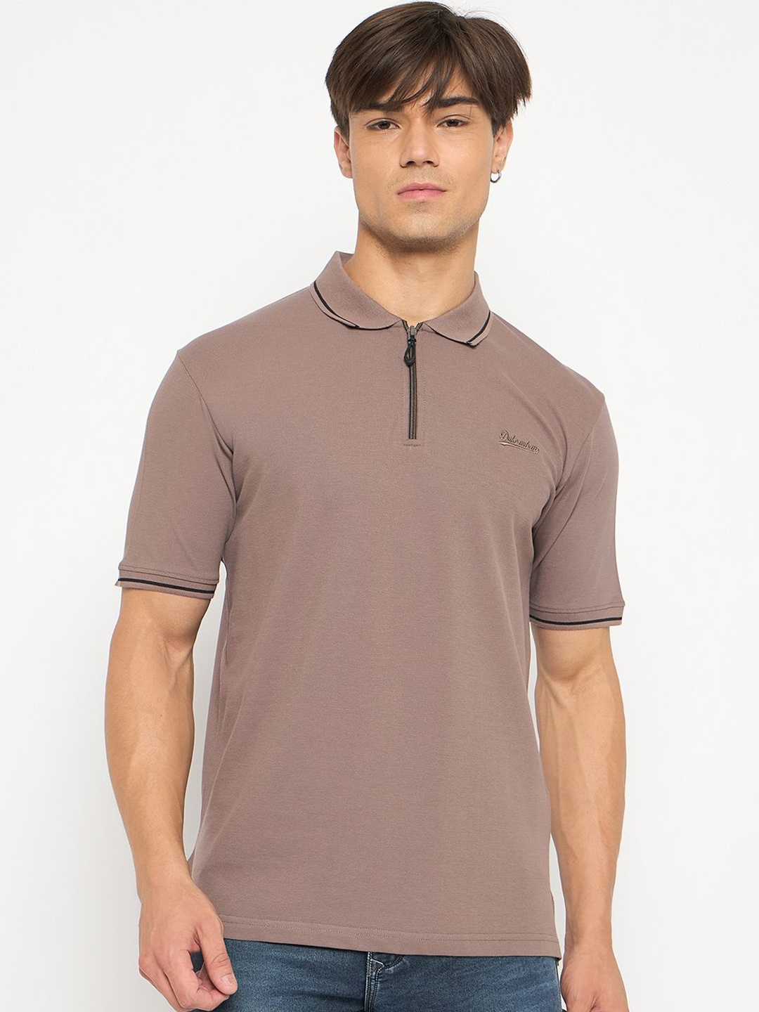 

Duke Men Solid Polo Collar T-shirt, Brown