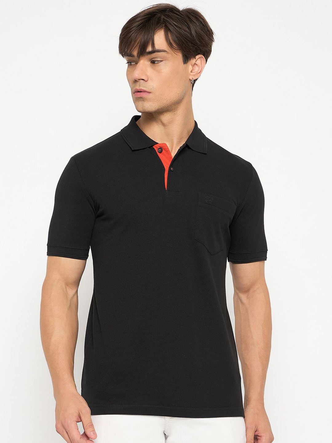 

Duke Men Solid Polo Collar T-shirt, Black