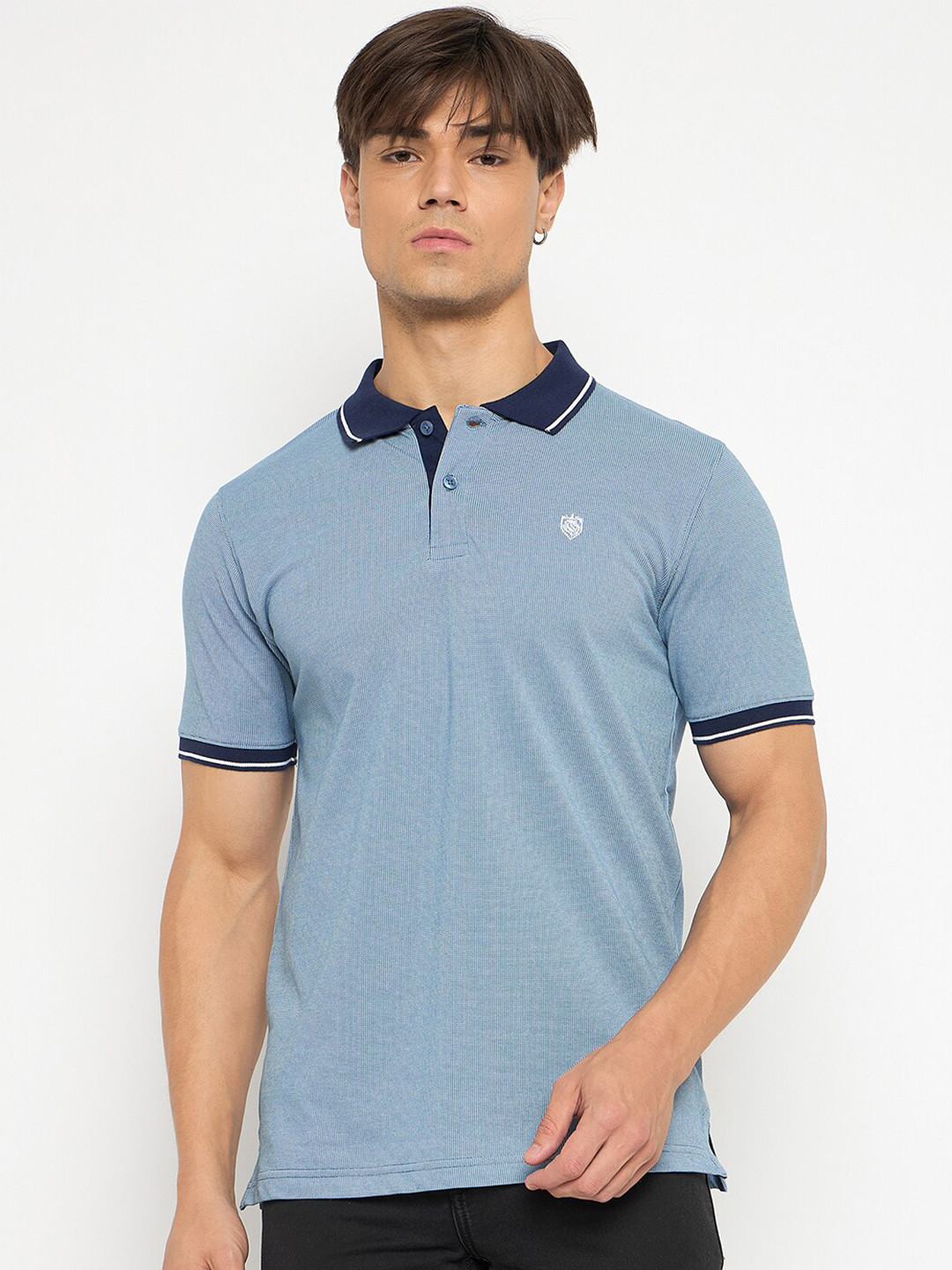 

Duke Men Solid Polo Collar T-shirt, Blue