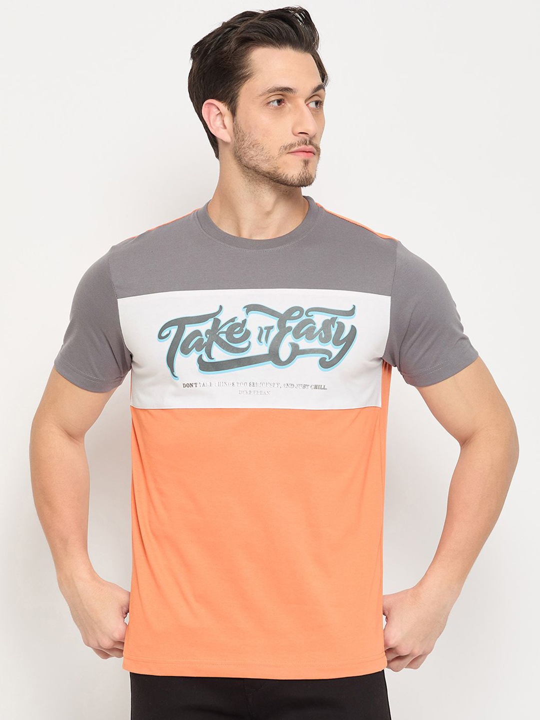 Duke Men Typography Printed Round Neck T-shirt, Multi