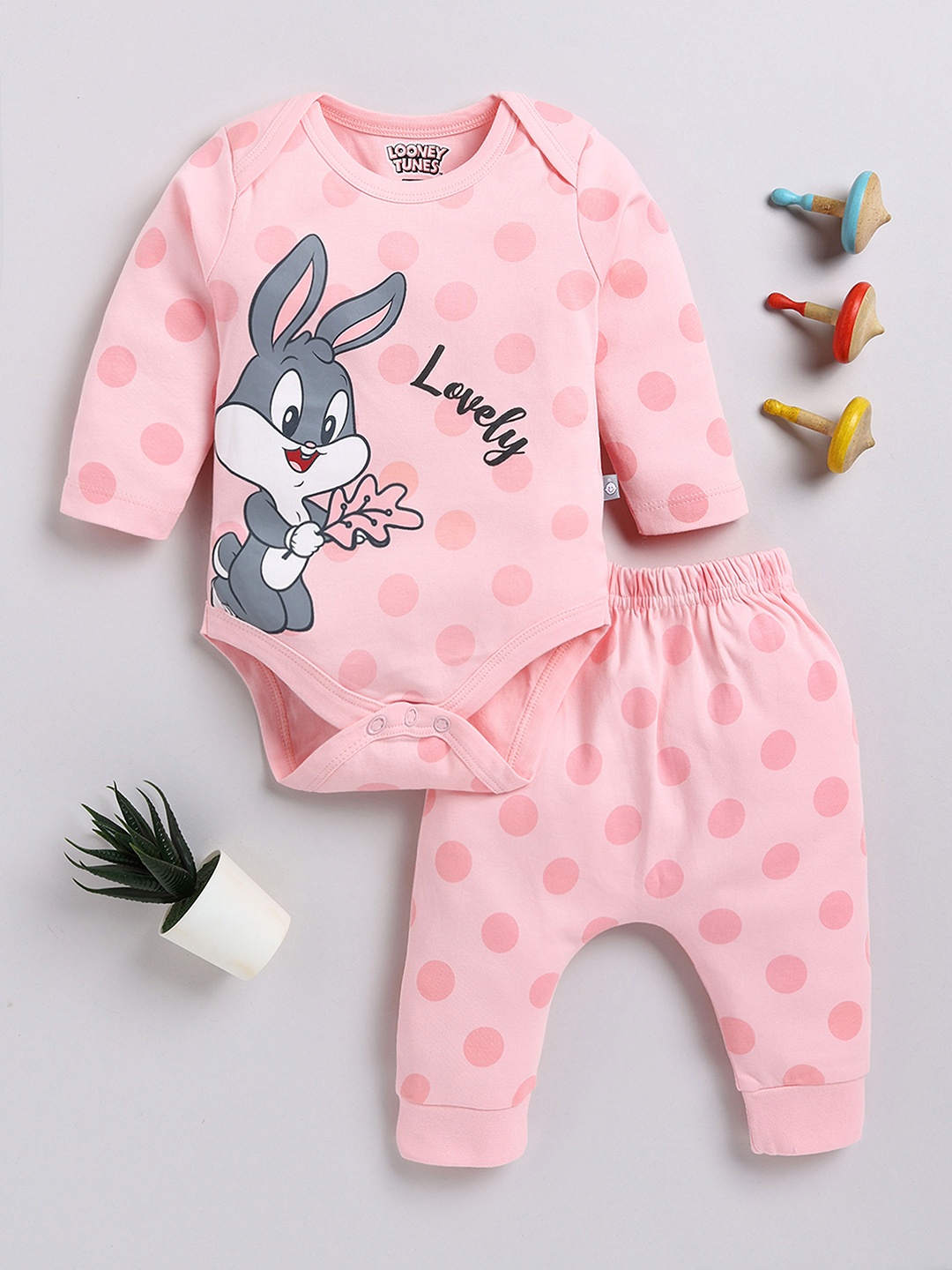 

YK X Tinyo Infant Printed Pure Cotton Bodysuit Set, Pink
