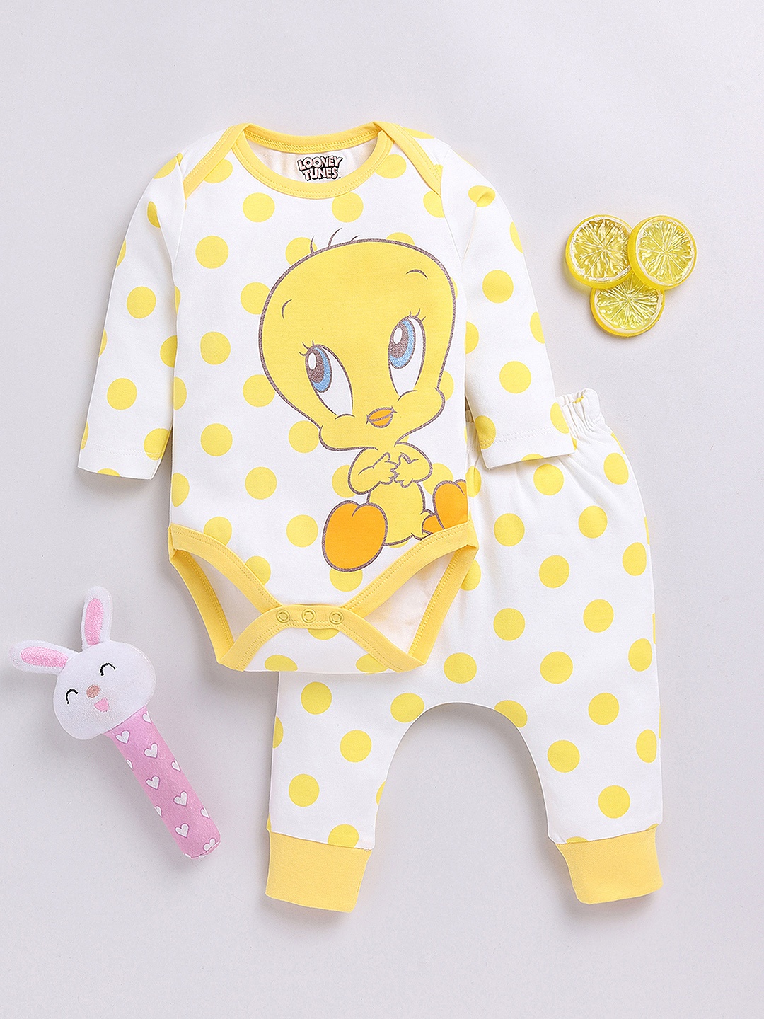 

YK X Tinyo Infant Printed Pure Cotton Bodysuit Set, Off white