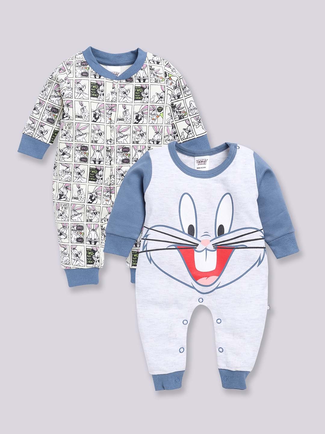 

YK X Tinyo Infant Boys Set of 2 Assorted Printed Pure Cotton Rompers