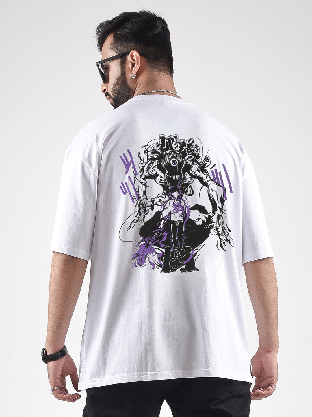 

Comicsense Jujutsu Kaisen Anime the Bond Pritned Cotton Oversized Tshirt, White