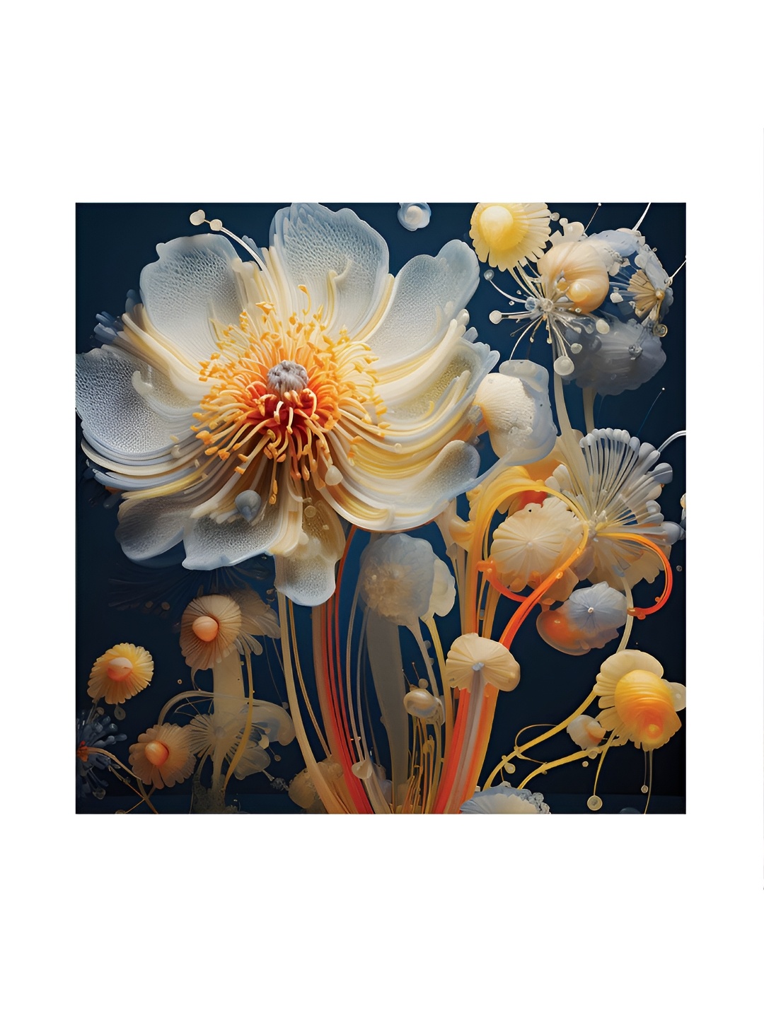 

RANDOM Blue & White Canvas Floral and Botanical Painting Wall Art