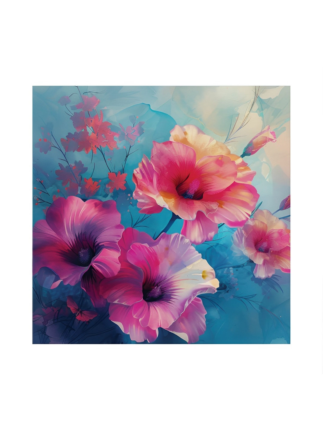 

RANDOM Blue & Pink Canvas Floral and Botanical Painting Wall Art