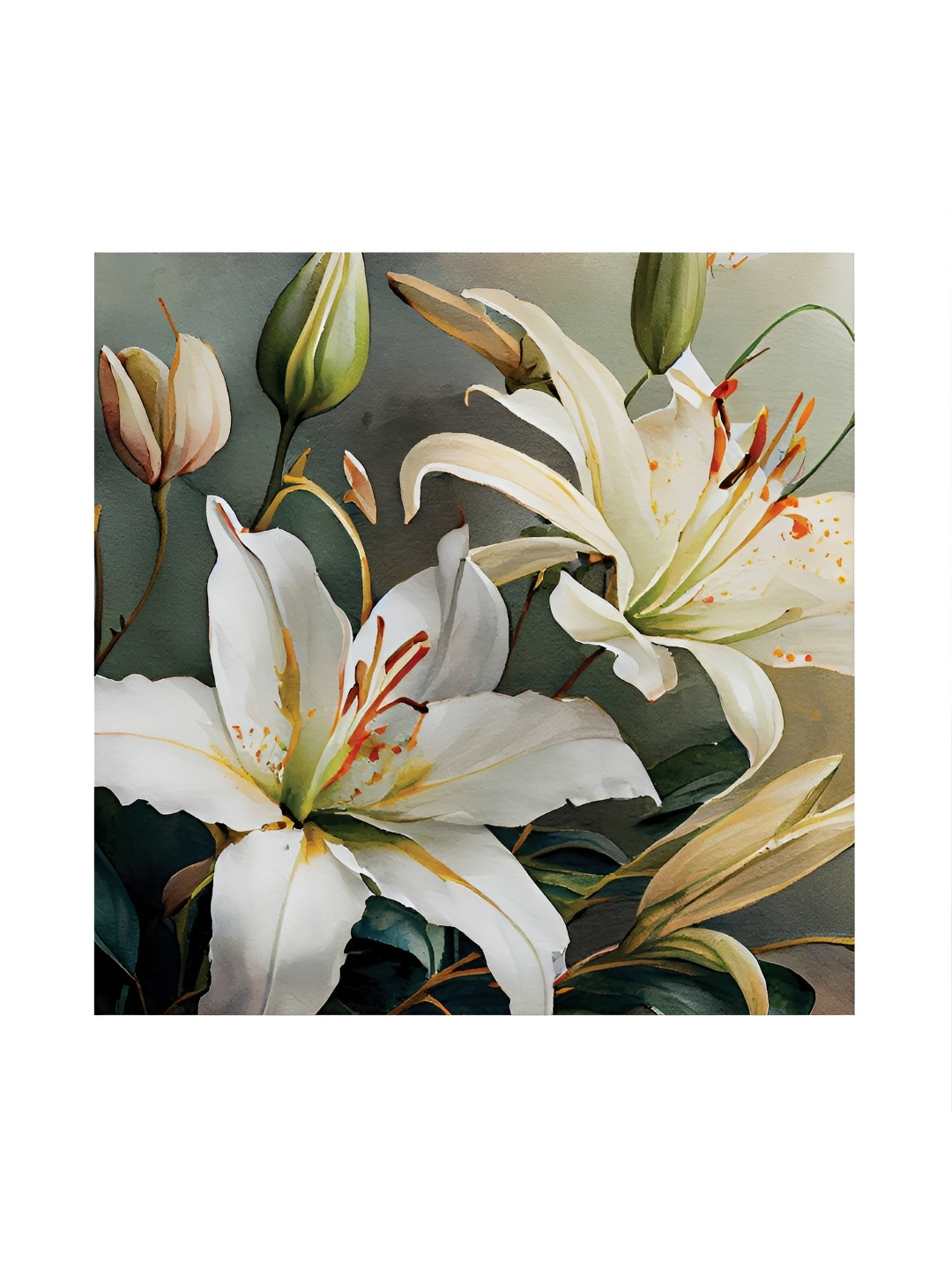 

RANDOM White & Green Canvas Floral and Botanical Painting Wall Art