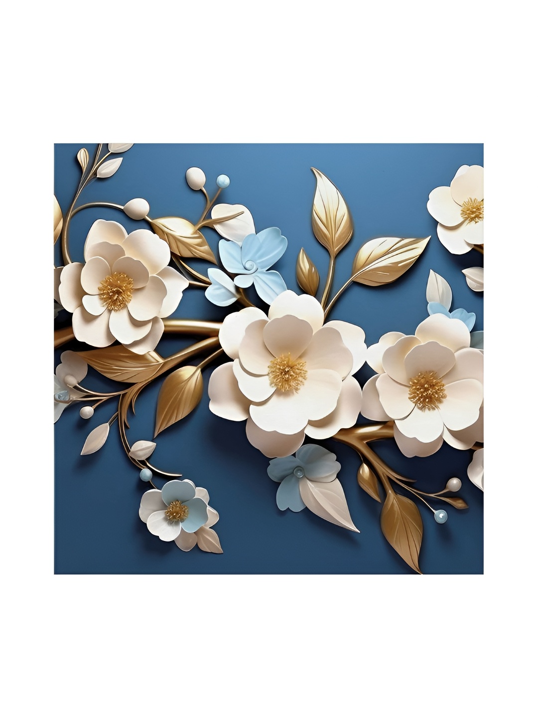 

RANDOM White & Blue Canvas Floral and Botanical Painting Wall Art