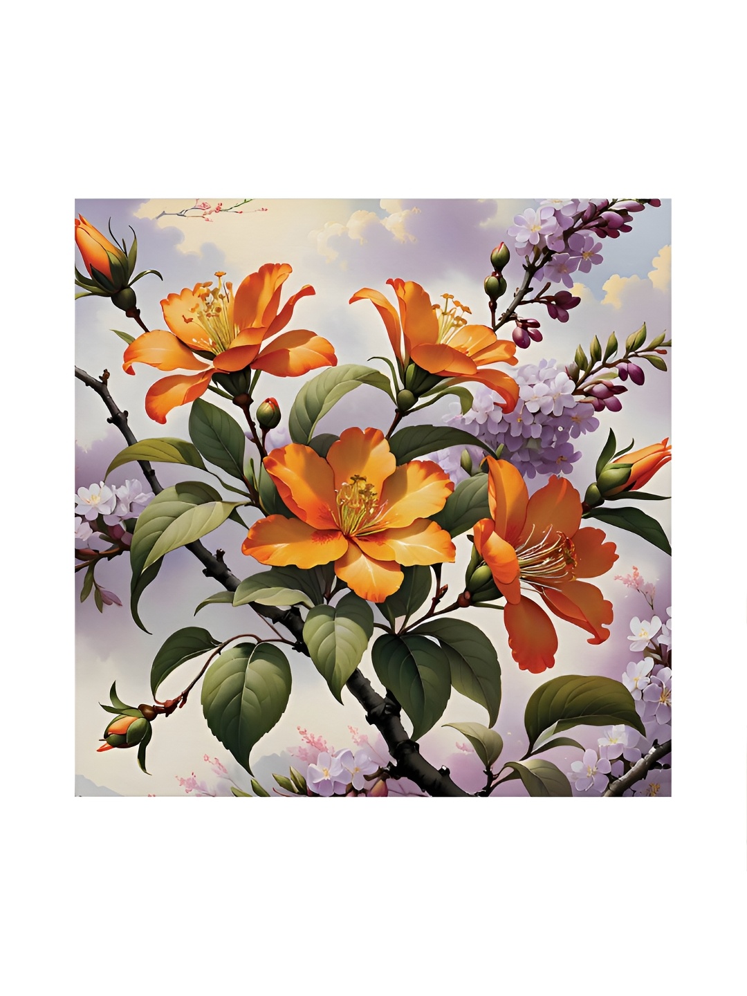 

RANDOM Lavender & Orange Canvas Floral and Botanical Painting Wall Art