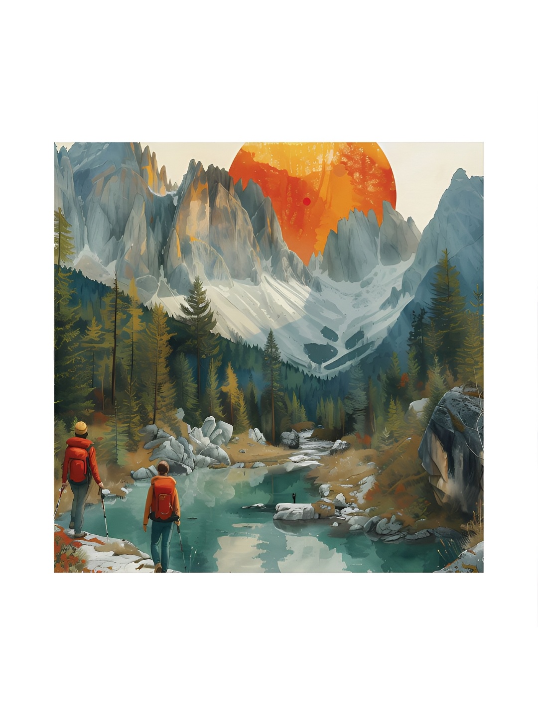 

RANDOM Green & Orange Canvas Painting Wall Art