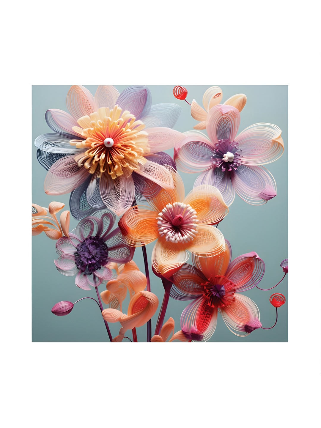 

RANDOM Purple & Orange Canvas Floral and Botanical Painting Wall Art
