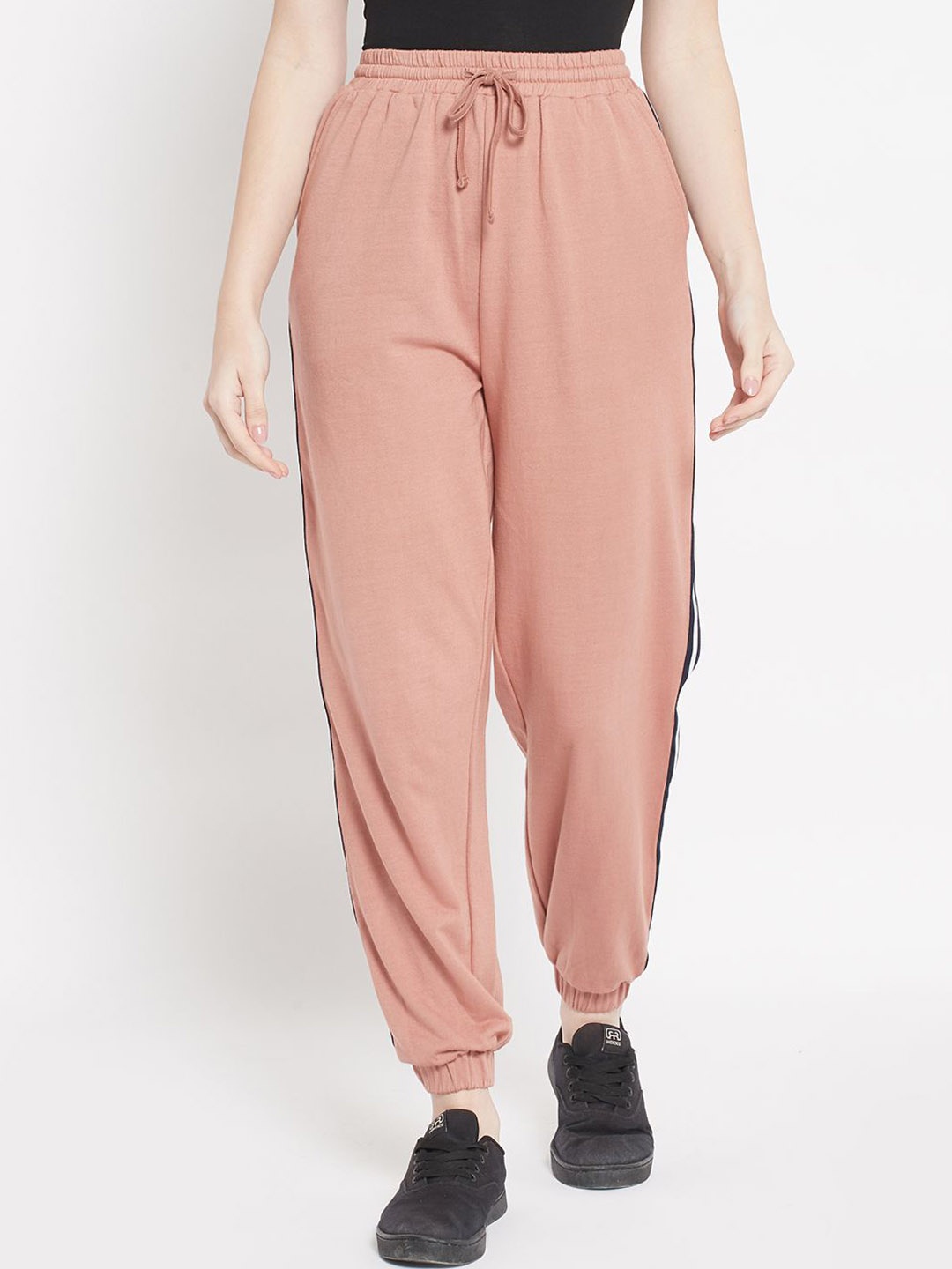 

HOUSE OF KKARMA Women Mid Rise Cotton Joggers, Peach