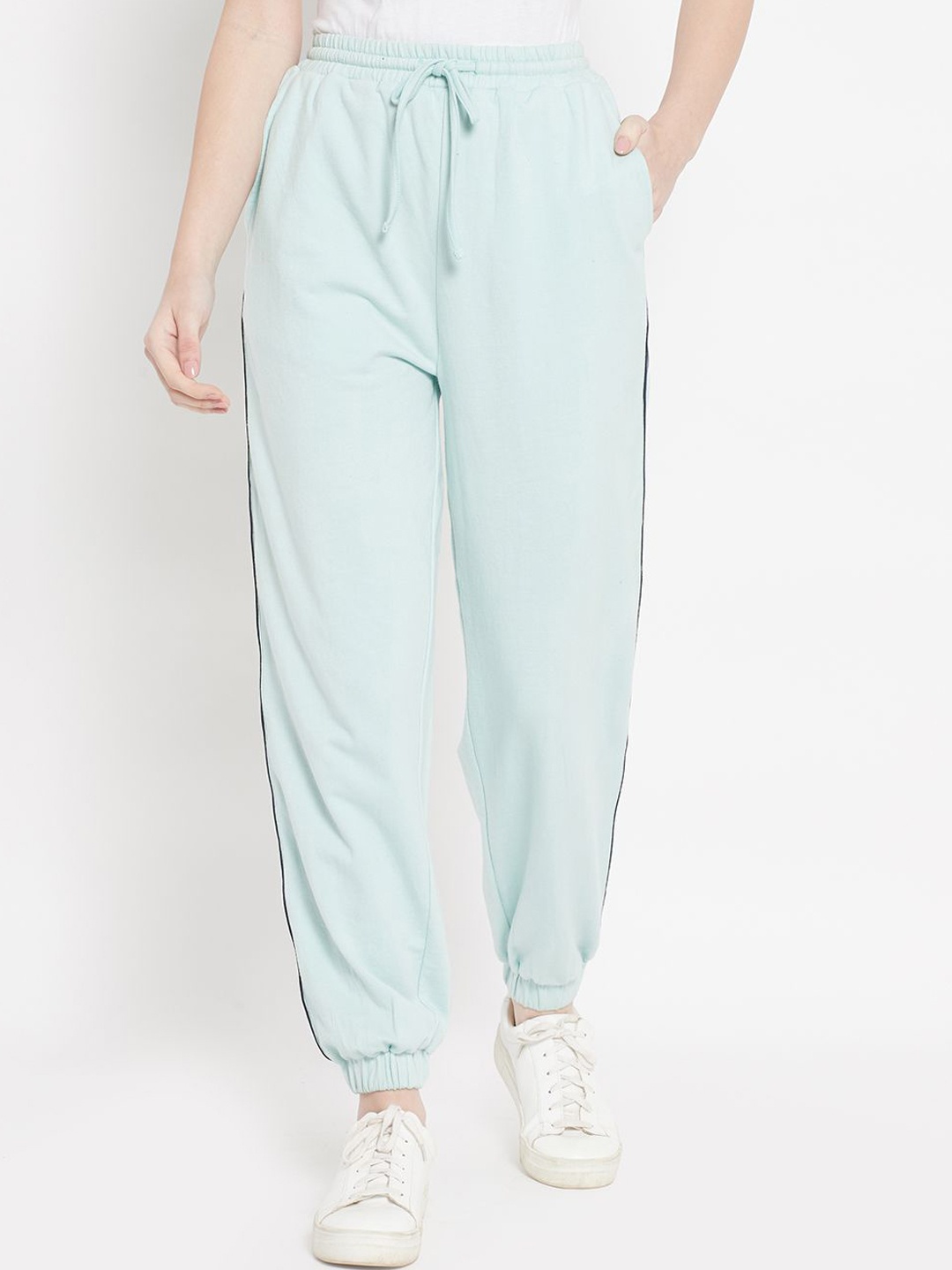 

HOUSE OF KKARMA Women Mid Rise Cotton Joggers, Sea green