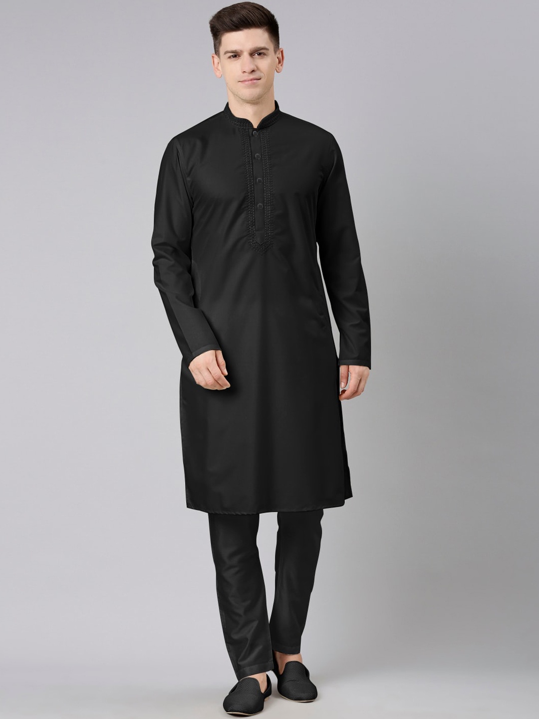 

TheEthnic.Co Regular Pure Cotton Kurta with Pyjamas, Black