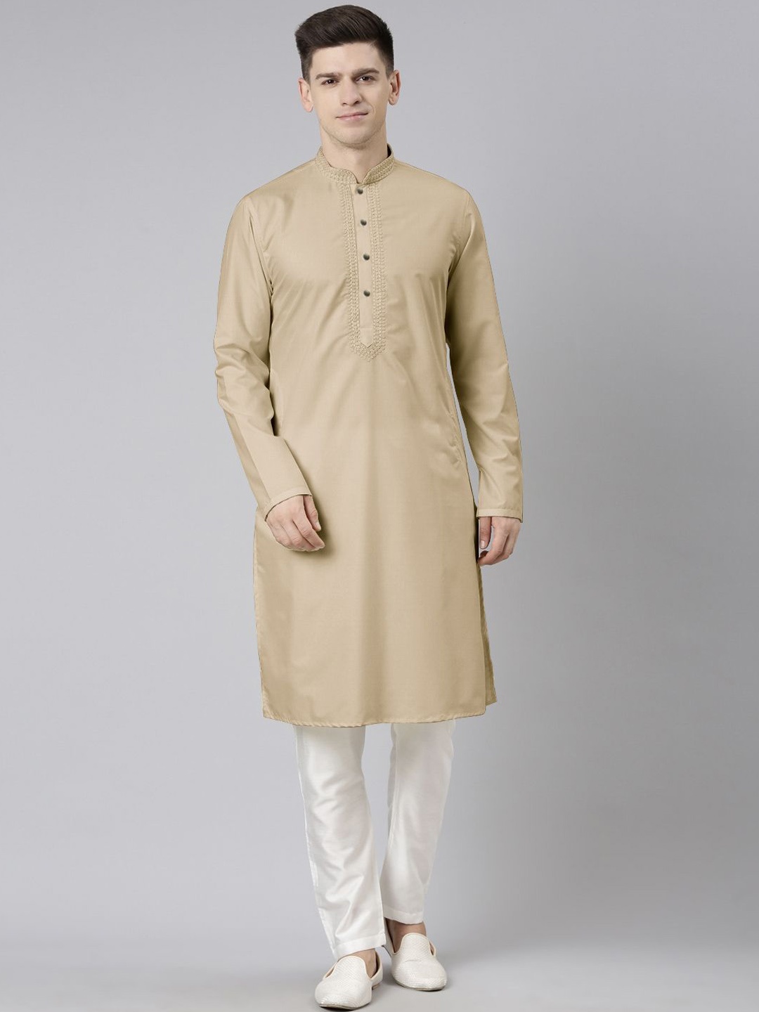 

TheEthnic.Co Regular Pure Cotton Kurta with Trousers, Beige