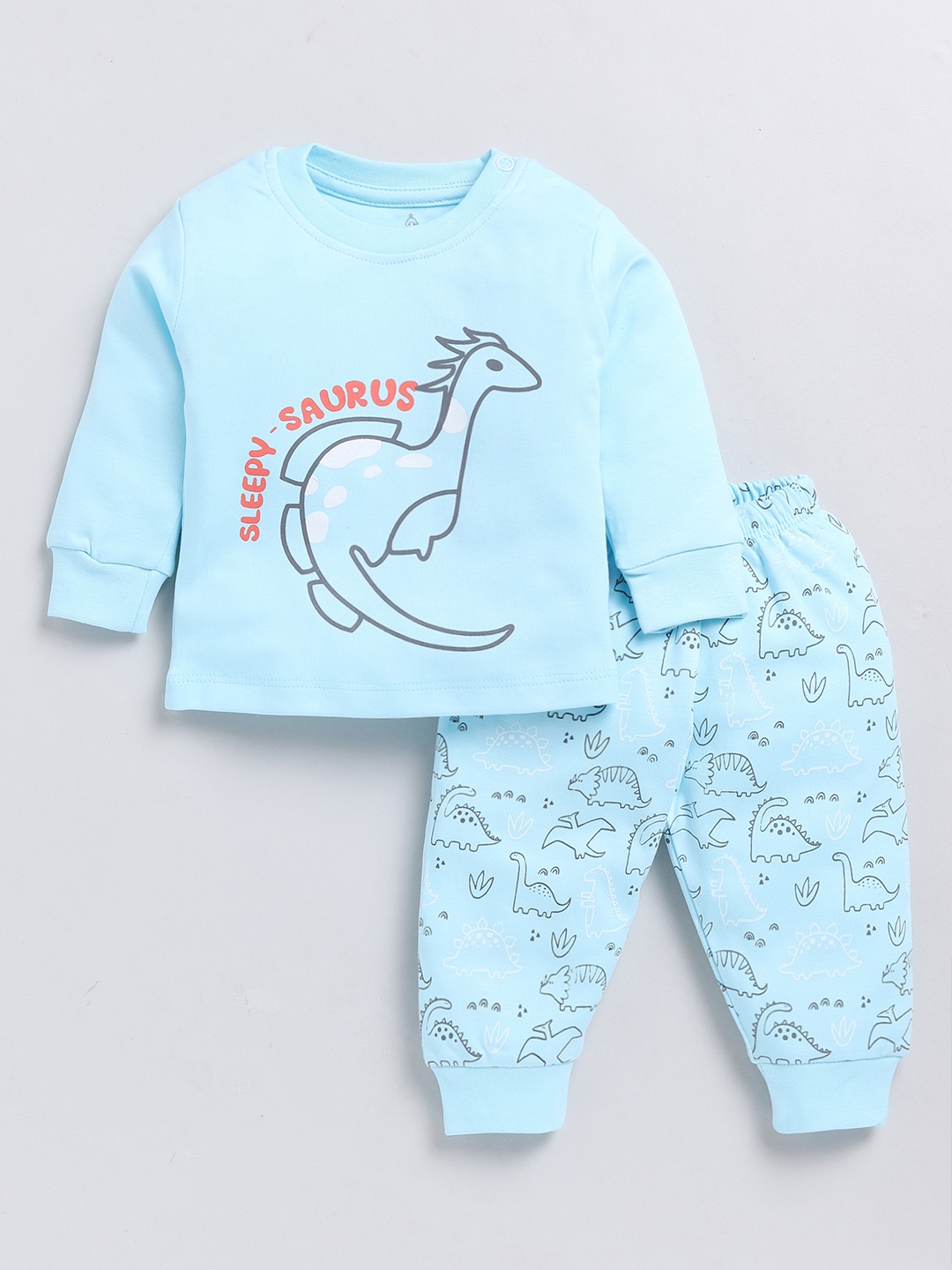 

YK X Tinyo Infant Boys Printed Pure Cotton T-shirt with Joggers, Blue