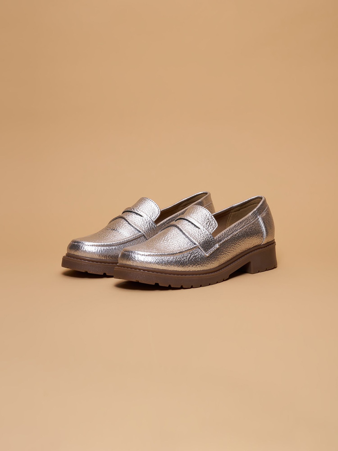 

ERIDANI Casper Chunky Loafers, Silver