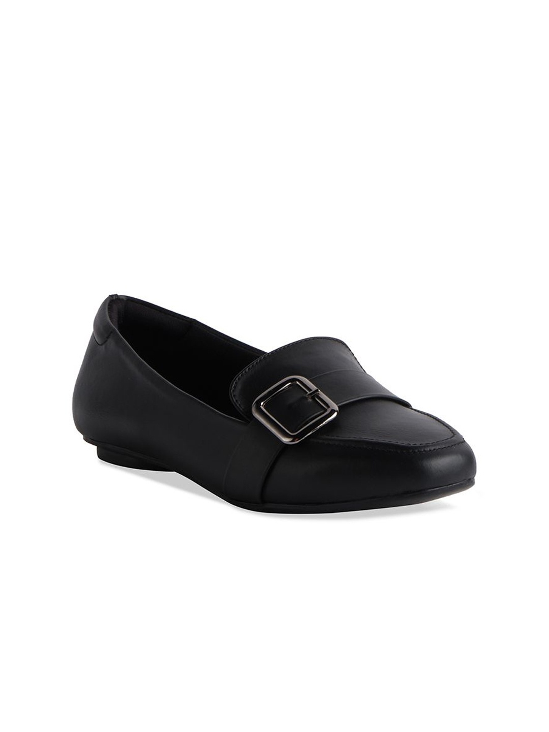 

ERIDANI Ballerinas Round Toe With Buckles Flats, Black