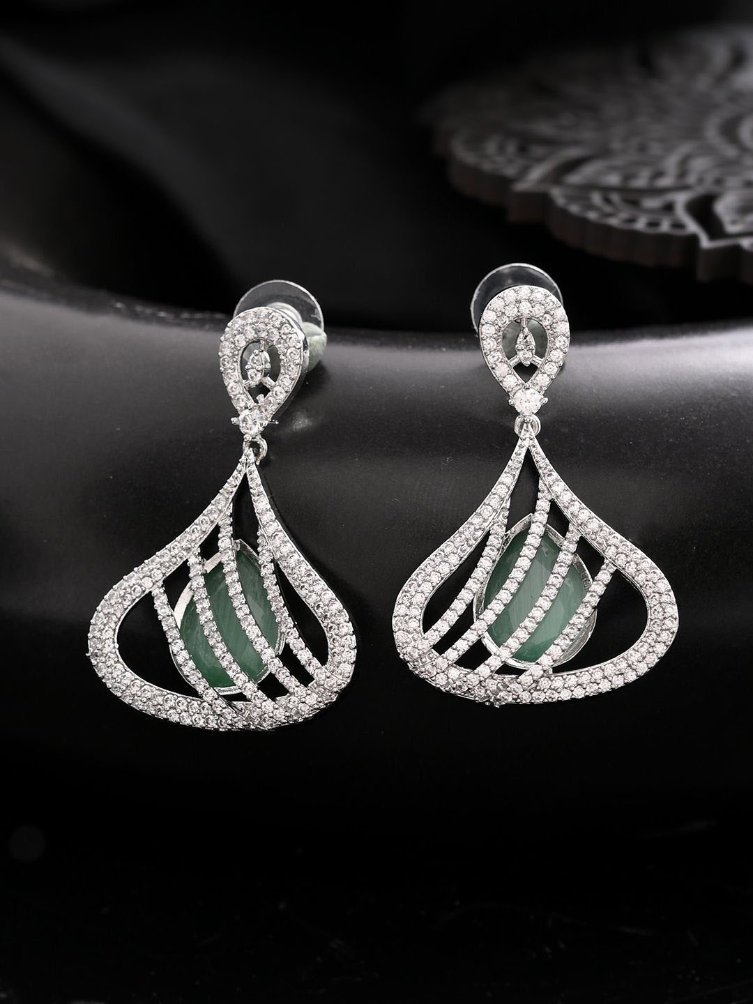 

Silvermerc Designs American Dimond Drop Earrings, Green