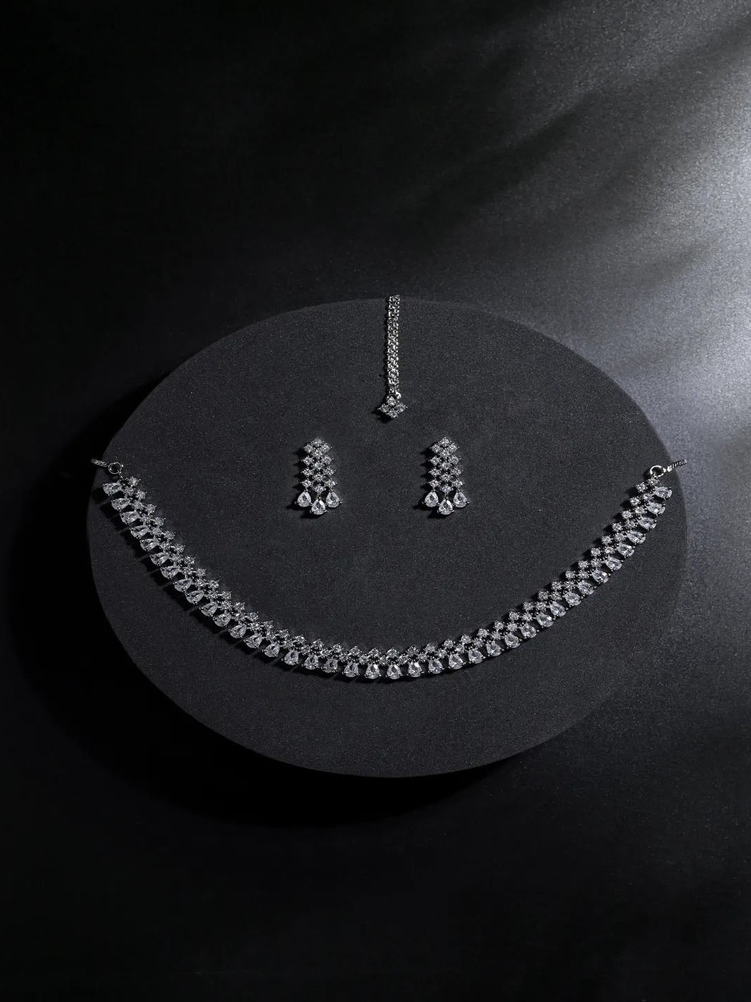 

Jewelz Silver Plated American Diamond Studded Jewellery Set