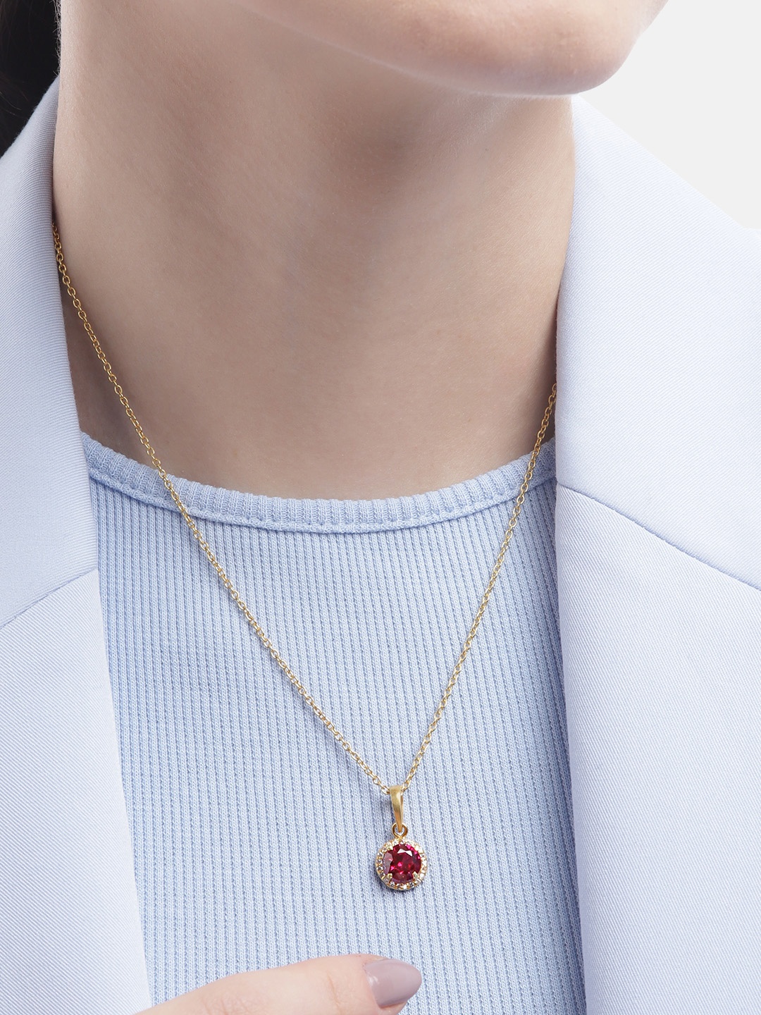 

Unniyarcha Silver Stones-Studded Gold-Plated Necklace