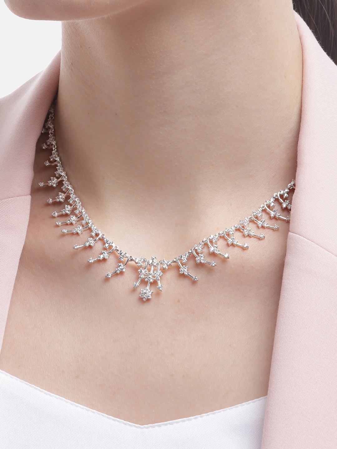 

Unniyarcha Silver Stones-Studded Necklace