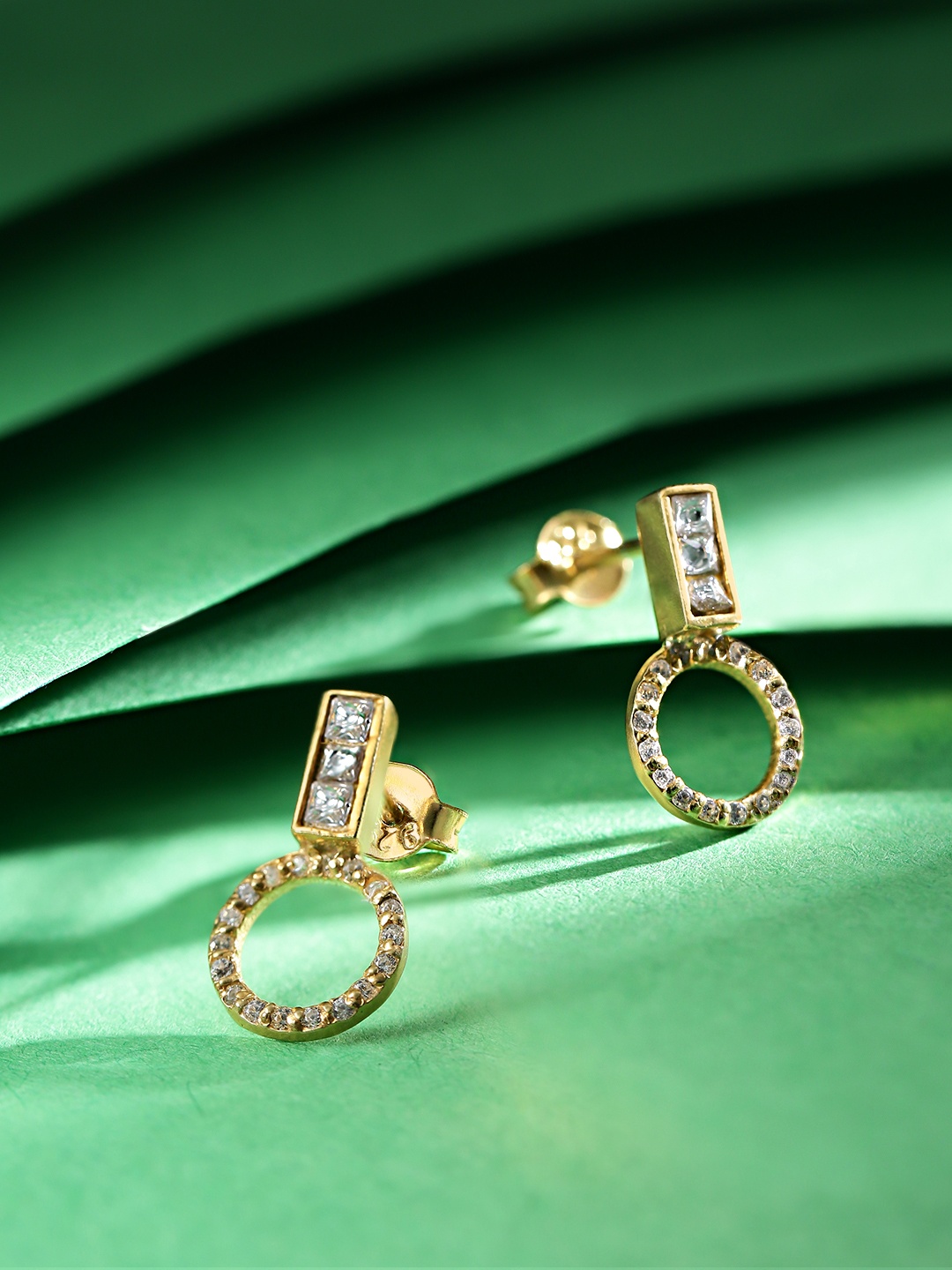 

Unniyarcha Stones-Studded Circular Drop Earrings, Gold