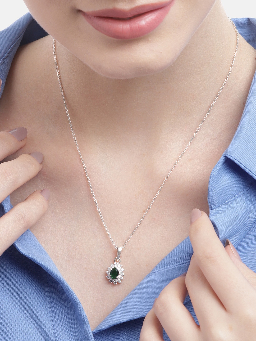 

Unniyarcha 92.5 Silver Stones-Studded Necklace