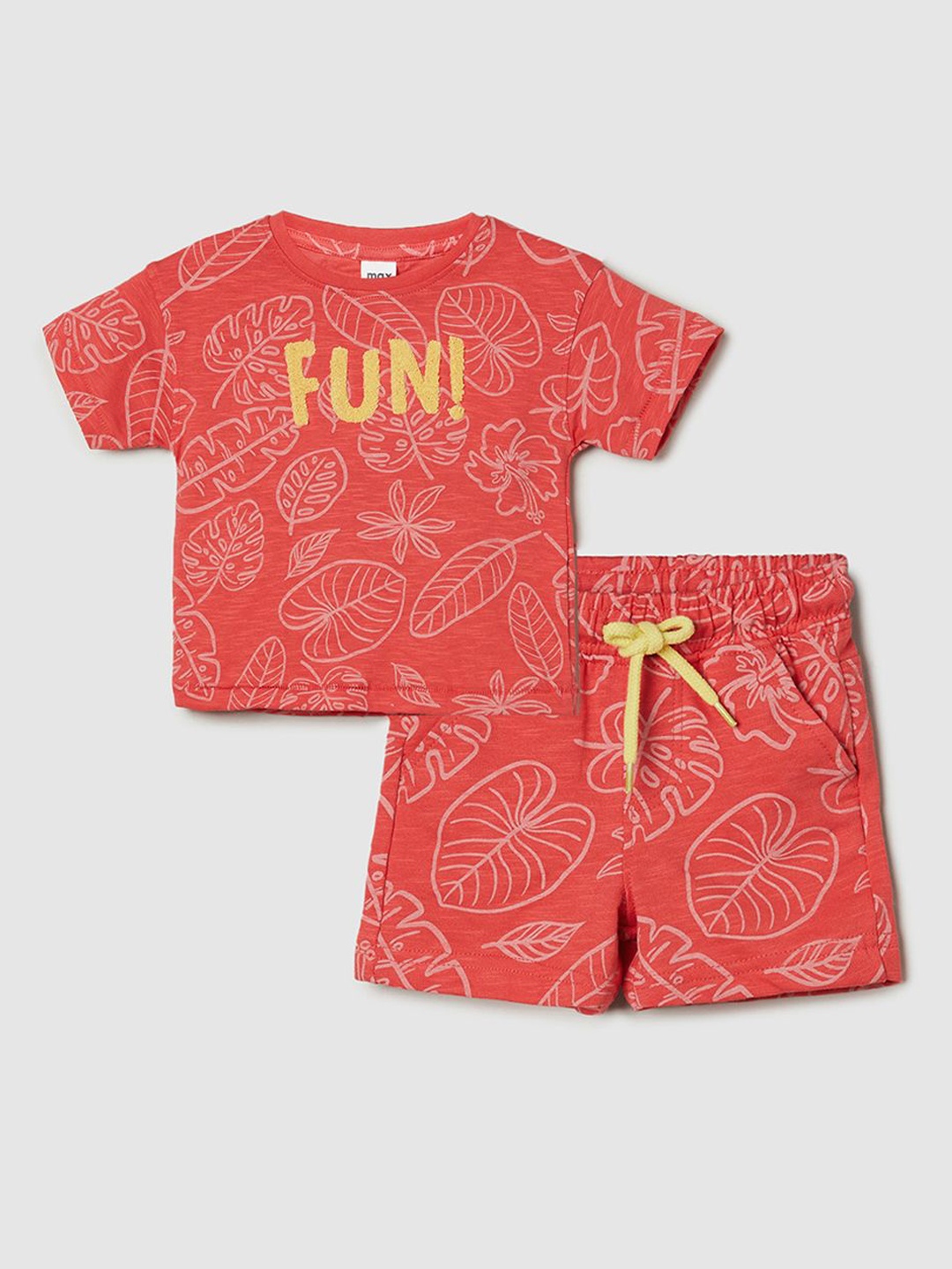 

max Boys Graphic Printed Pure Cotton Night suit, Red