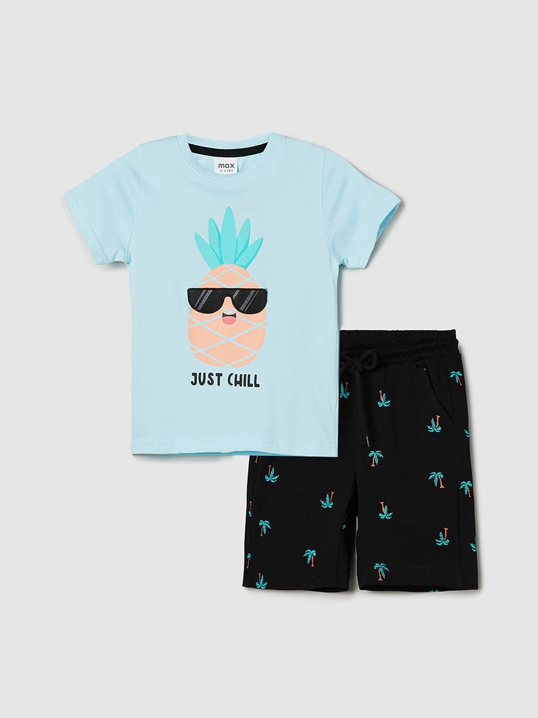 

max Boys Cartoon Characters Printed Pure Cotton Night suit, Blue
