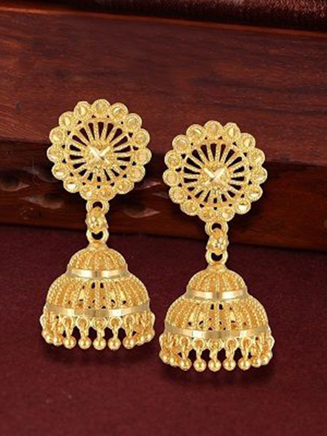 

Vighnaharta Gold Plated Dome Shaped Jhumkas