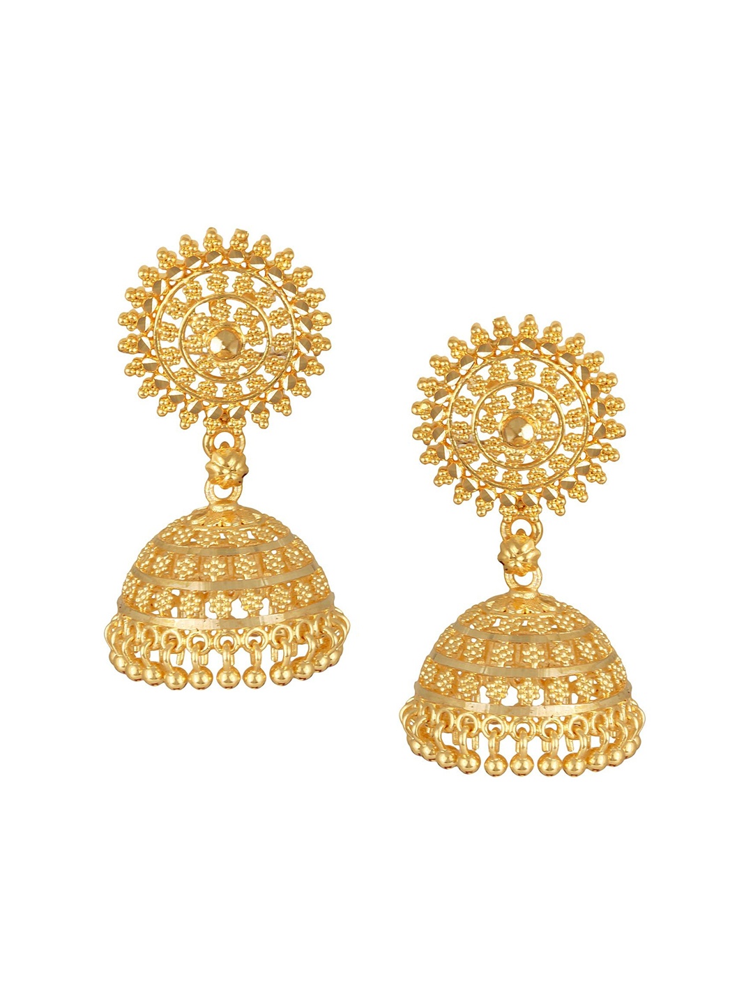 

Vighnaharta Gold Plated Dome Shaped Jhumkas