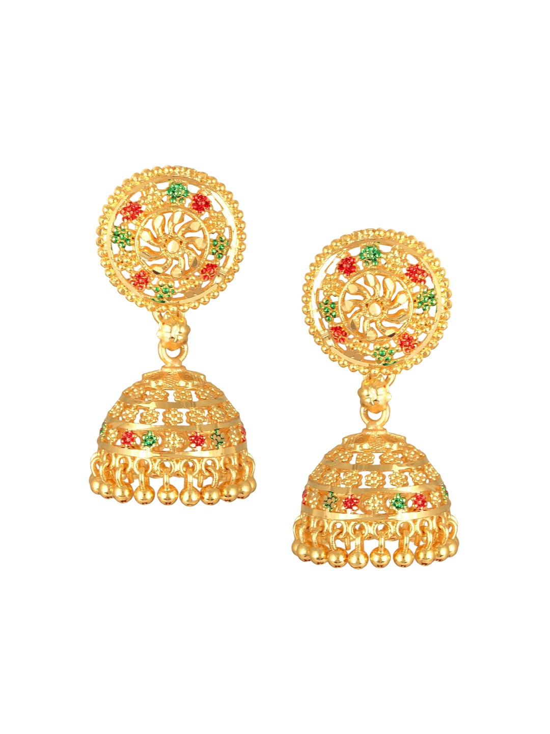 

Vighnaharta Dome Shaped Gold-Plated Stone Studed Jhumkas