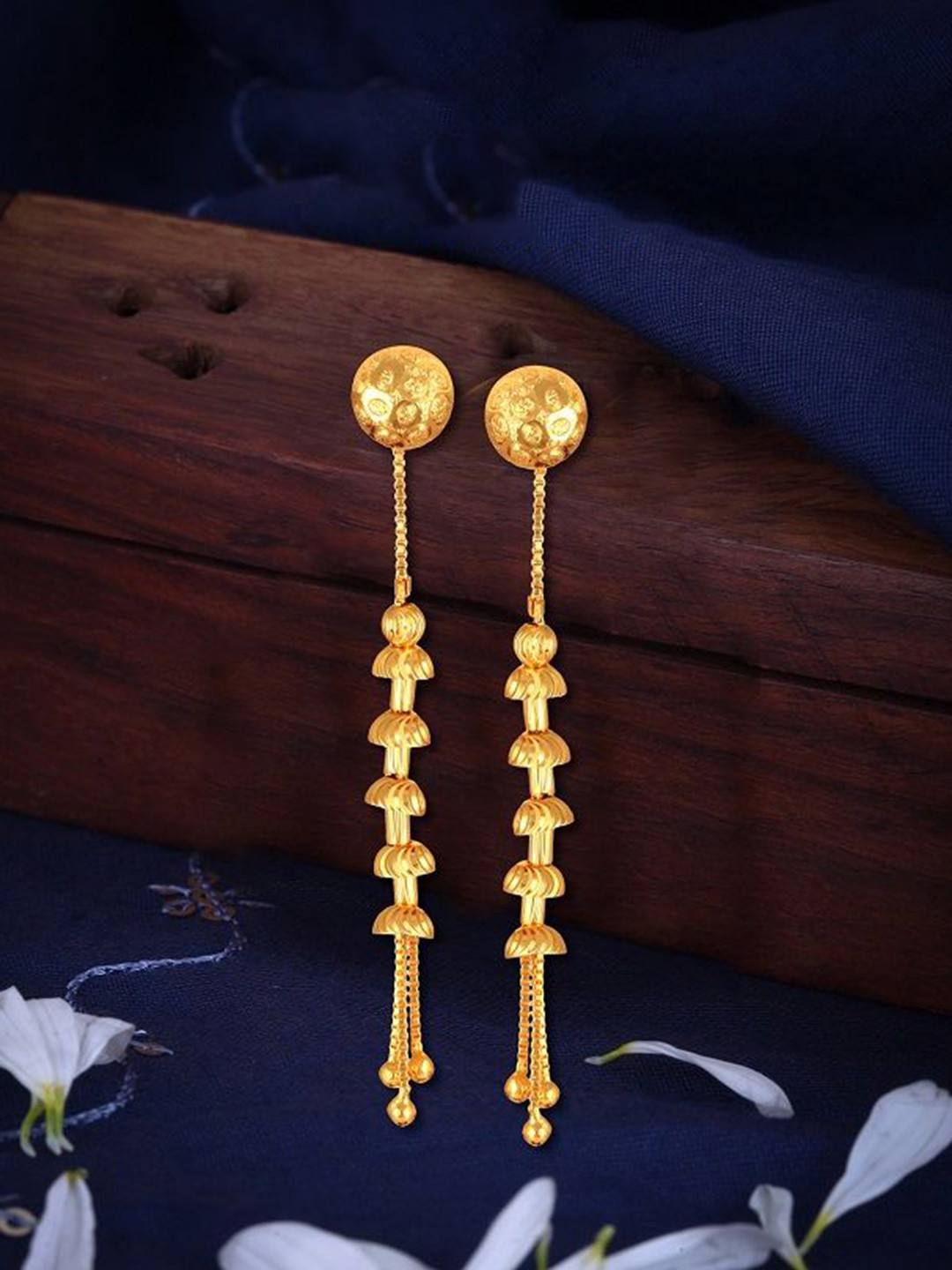 

Vighnaharta Gold-Plated Contemporary Shaped Drop Earrings