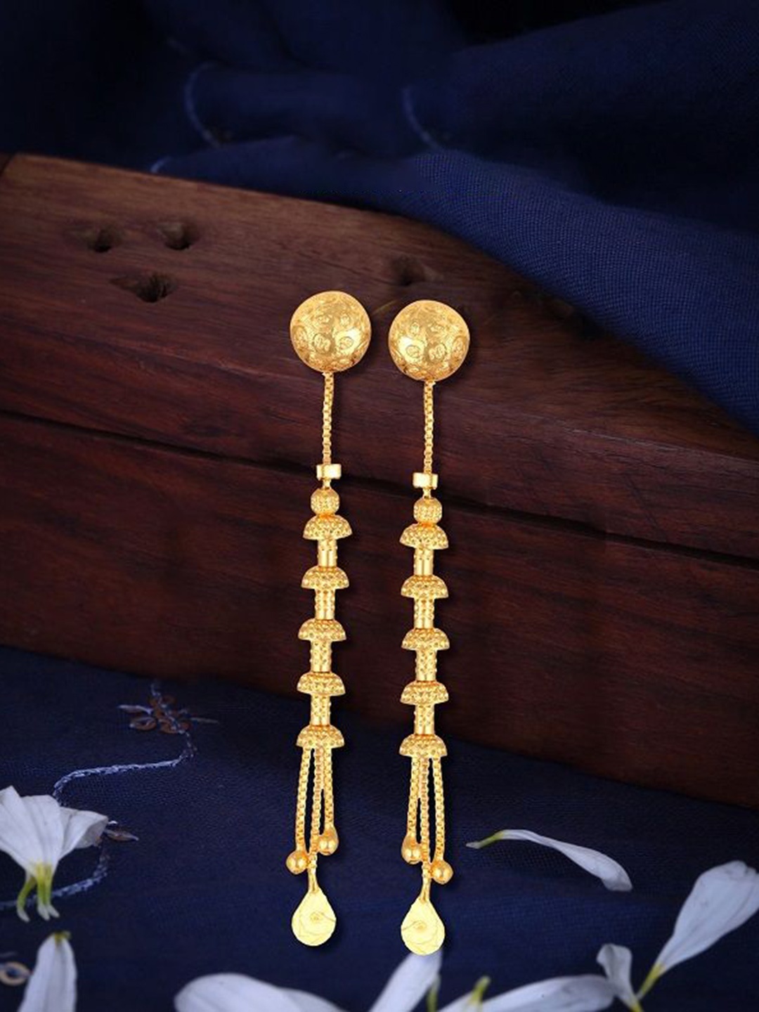 

Vighnaharta Contemporary Gold Plated Drop Earrings