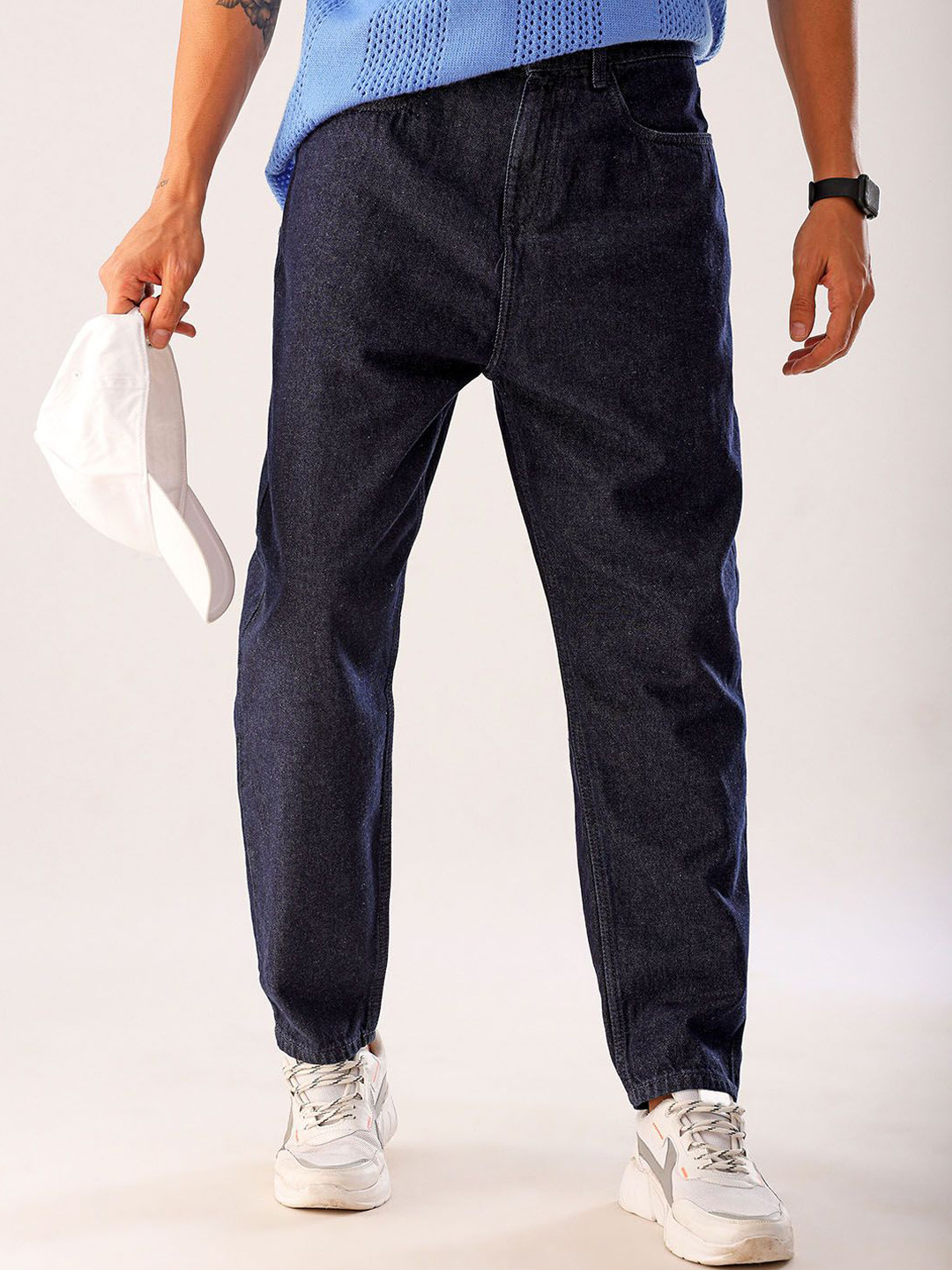 

The Indian Garage Co Men Tapered Fit Cotton Jeans, Blue