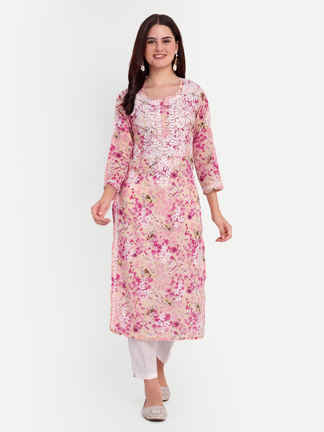 

FILO HEVIS Embroidered Straight Kurta, Pink