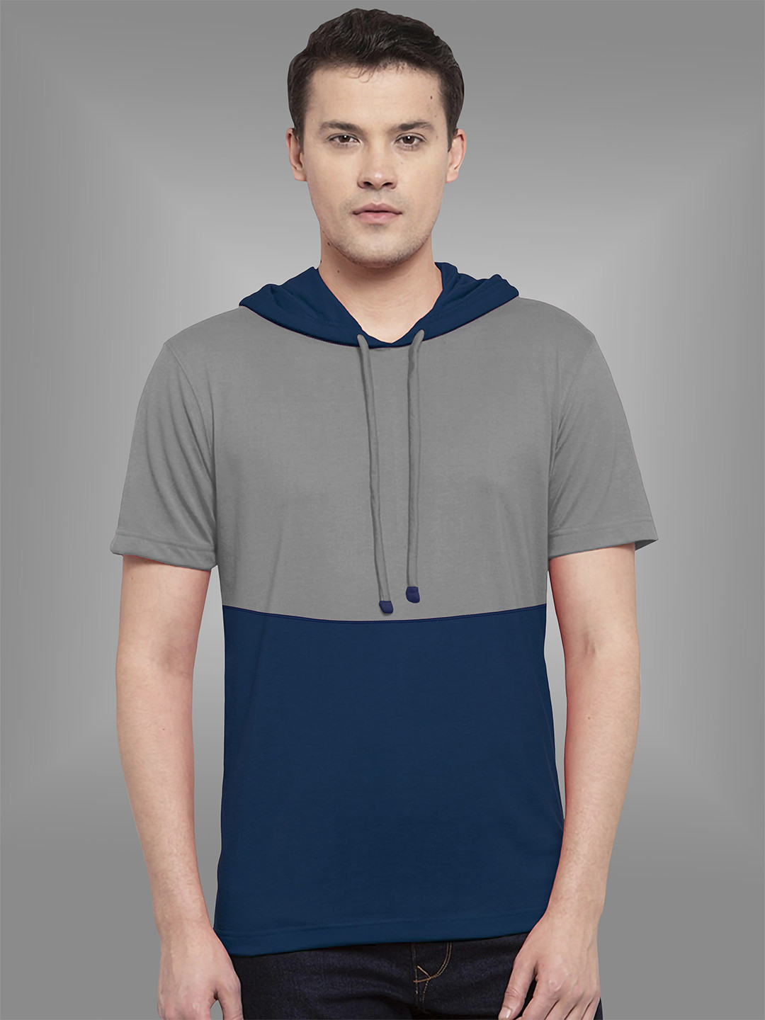 

BAESD Unisex Pack Of 2 Solid Hooded T-shirts, Blue