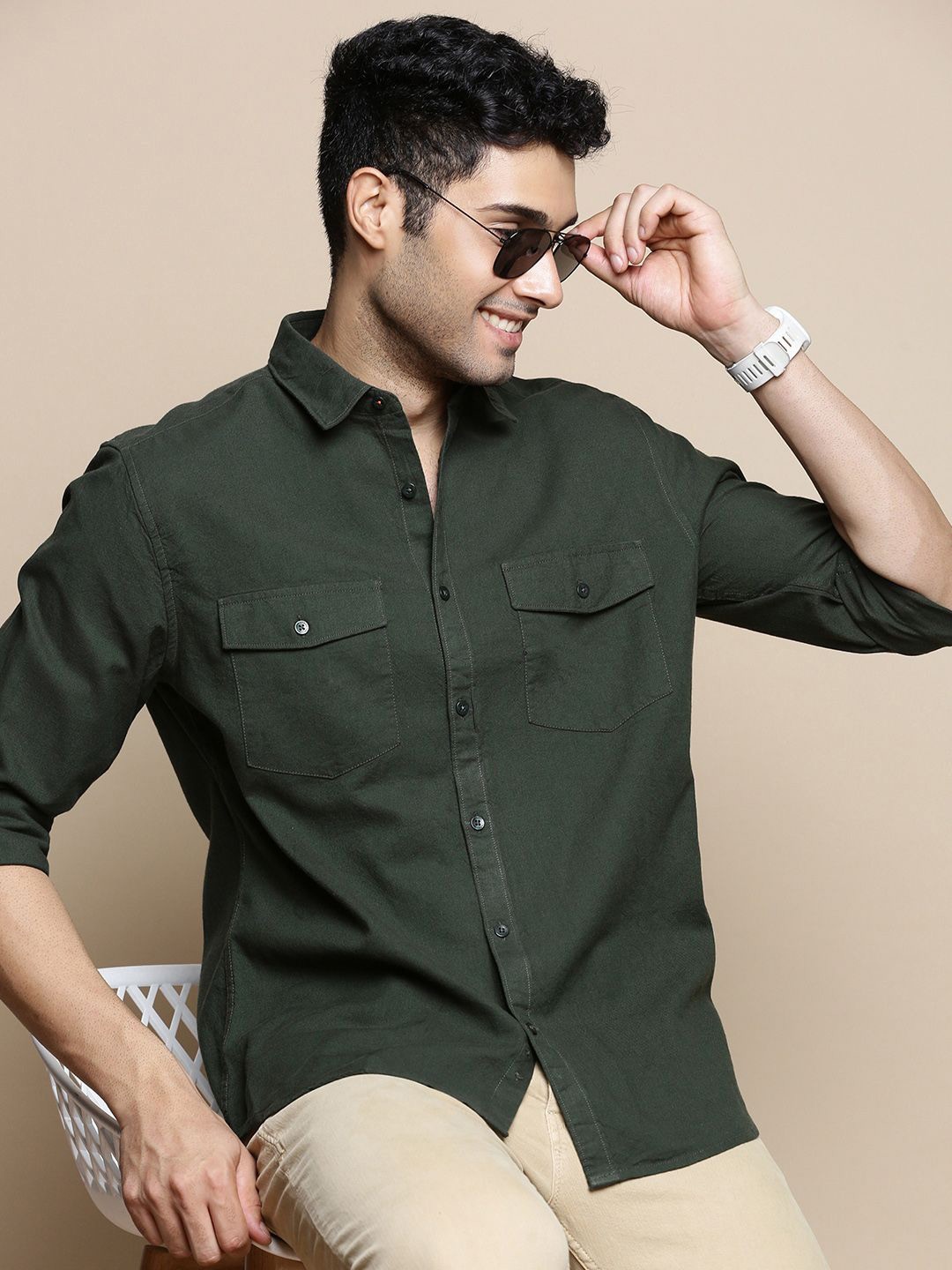 

INVICTUS Sport Slim Fit Cotton Casual Shirt, Green