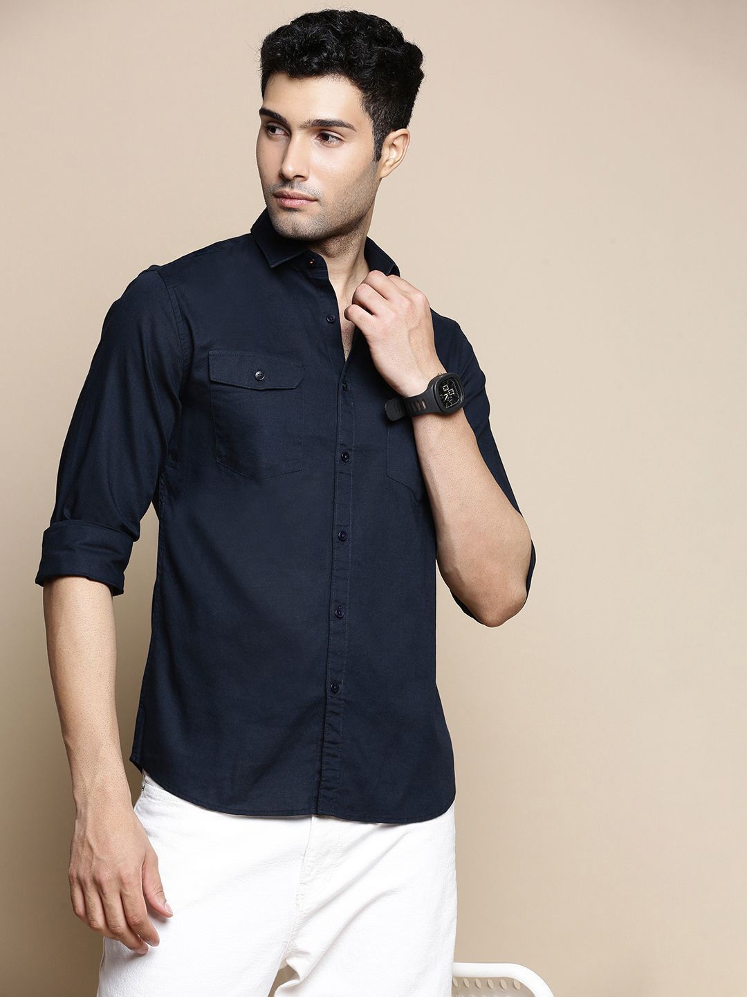 

INVICTUS Sport Slim Fit Cotton Casual Shirt, Navy blue