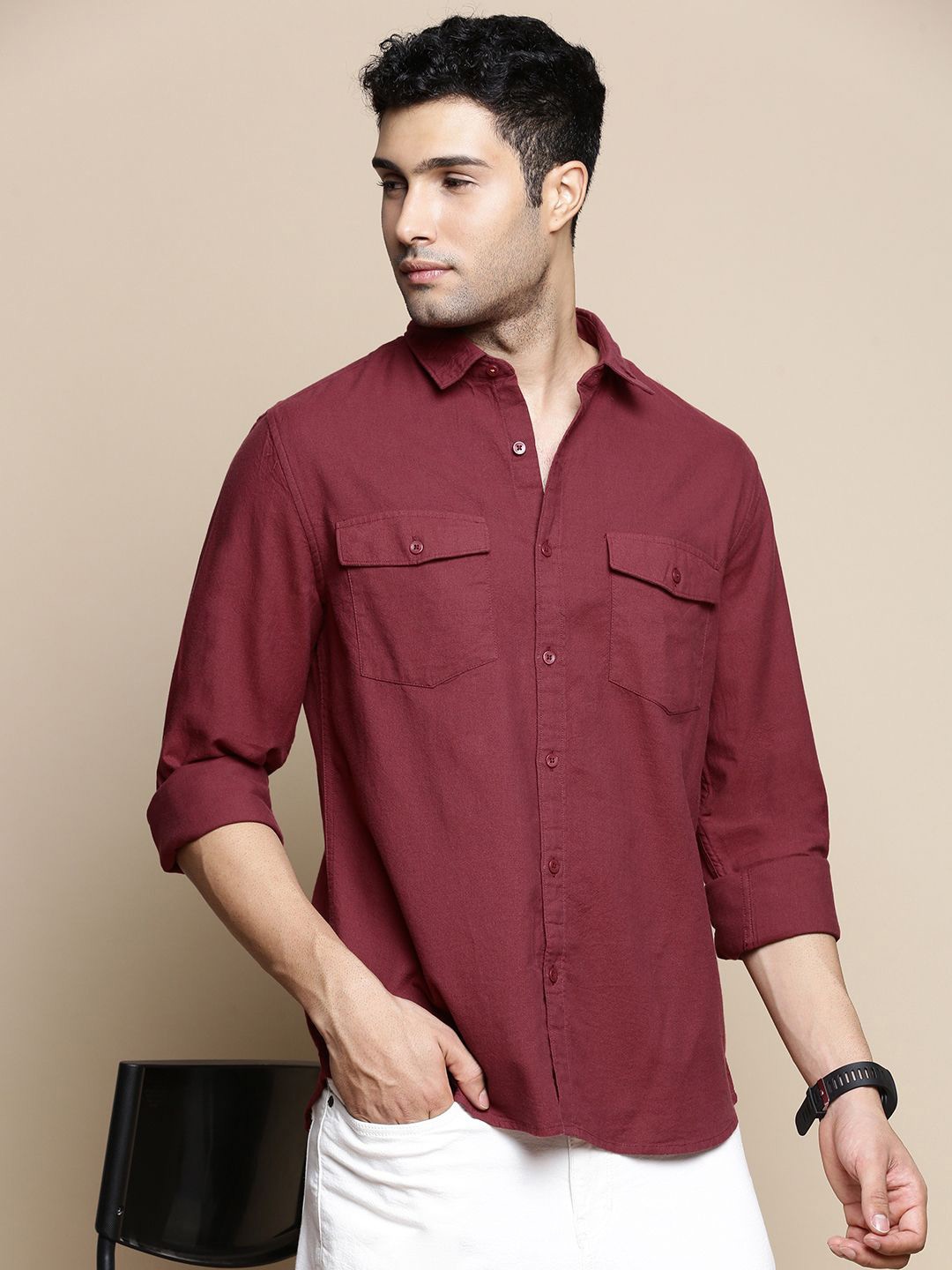 

INVICTUS Sport Slim Fit Cotton Casual Shirt, Maroon